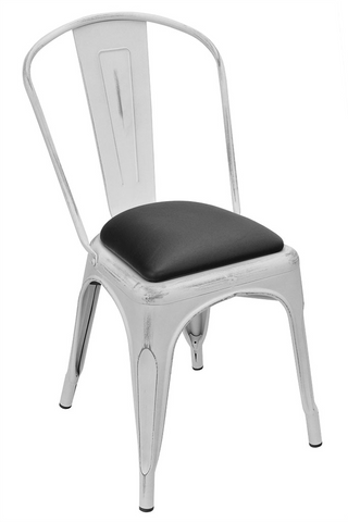 Industrial Chair Clear Coat Frame With Padded Seat - Restaurant Chairs Direct.COM