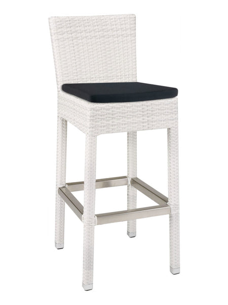 Outdoor/Indoor Aluminum Bar Stool White Wicker #FS-WI-07B <strong><span style="color: #ff8000;">UNAVAILABLE AT THIS TIME</span></strong>
