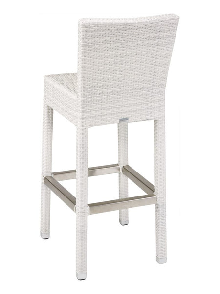 Outdoor/Indoor Aluminum Bar Stool White Wicker #FS-WI-07B <strong><span style="color: #ff8000;">UNAVAILABLE AT THIS TIME</span></strong>