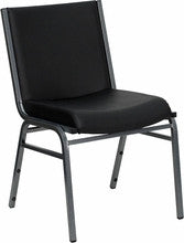 Heavy Duty 3'' Thickly Padded Black Vinyl Upholstered Stack Chair with Ganging Bracket - Restaurant Chairs Direct.COM